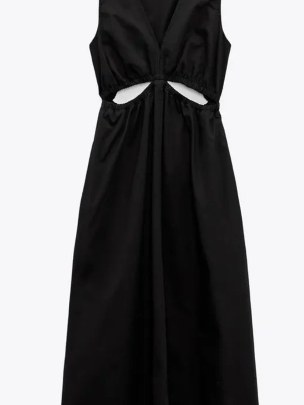 ZARA Cut-Out Gabardine Black Mid Dress Large